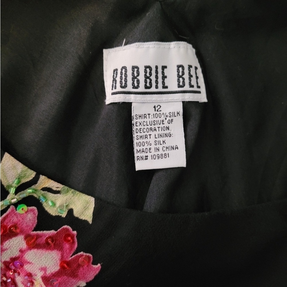 Robbie Bee 90s Black Floral Embroidered 2 Piece Peplum Top and Midi Skirt Set - Picture 9 of 9